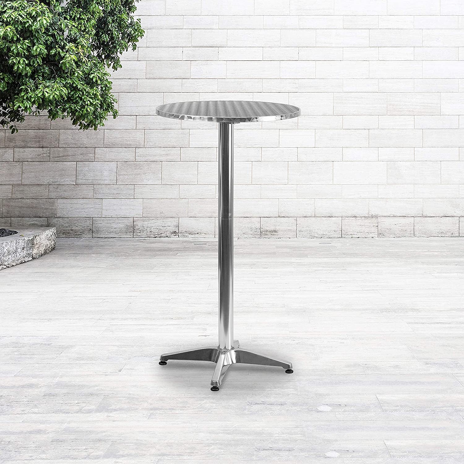 23.25" round Aluminum Indoor-Outdoor Bar Height Table with Flip-Up Table