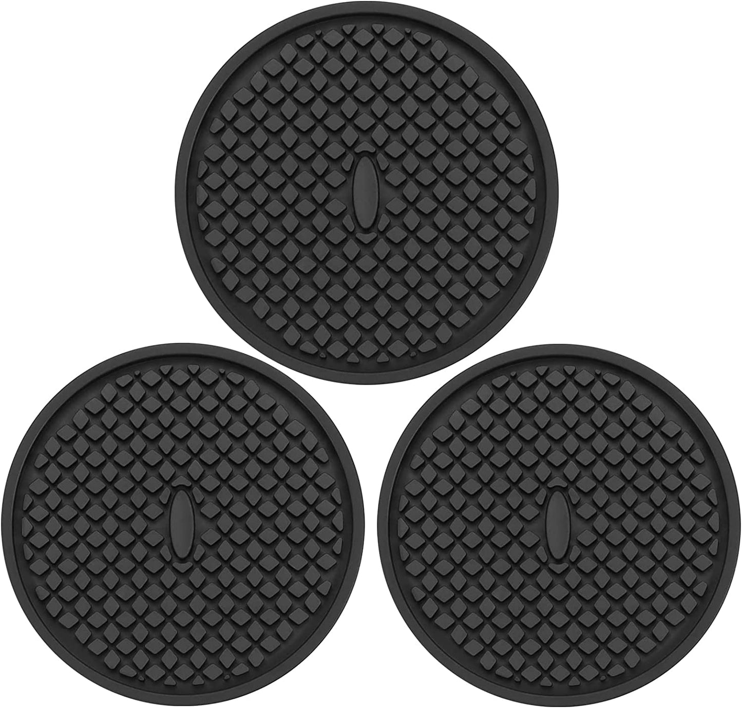 7 Pack Silicone Coasters for Drinks, Thickened Coasters with Deep Tray Grooved Design Cup Mat, Washable Heat Resistant Durable Non-Slip Coasters for Coffee Table Wooden Desk Kitchen Bar (Brown)