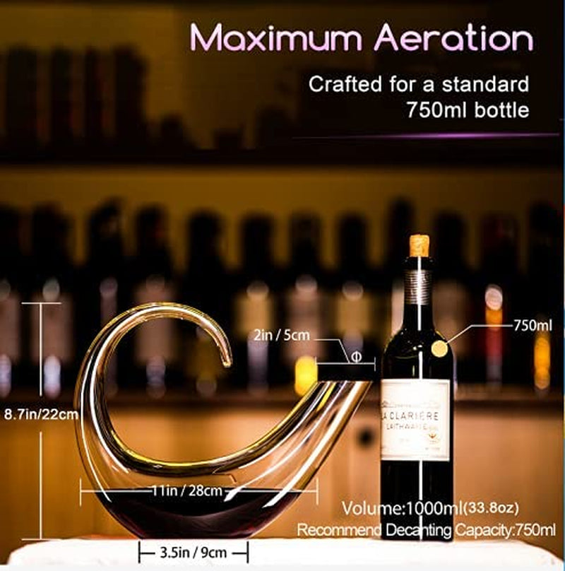 Wine Decanter Swan Looking Back Wine Carafes 100% Lead-Free Crystal Glass Red Wine Decanter Juice Container Wine Decanters and Carafes Nice Gift for Wine Lover(1.5L)