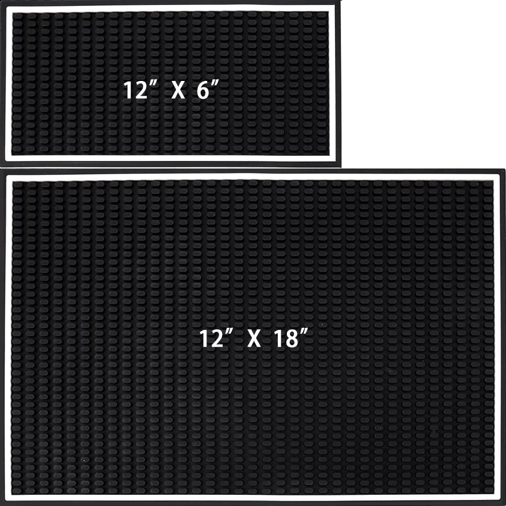 3Pcs Bar Mat Spill Mat - Quality Rubber Bar Service Spill Mat Nonslip Flexible Barber Mats for Clippers Bar Mat for Home Bar Restaurant Service Mat (3Pcs, 12×6 Inch, 18×12 Inch, 24×12 Inch