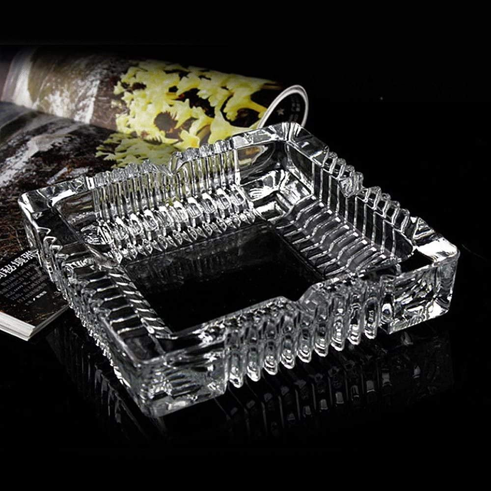 Ashtray , Large Glass Ashtray for Cigarette Cigar , Clear Crystal