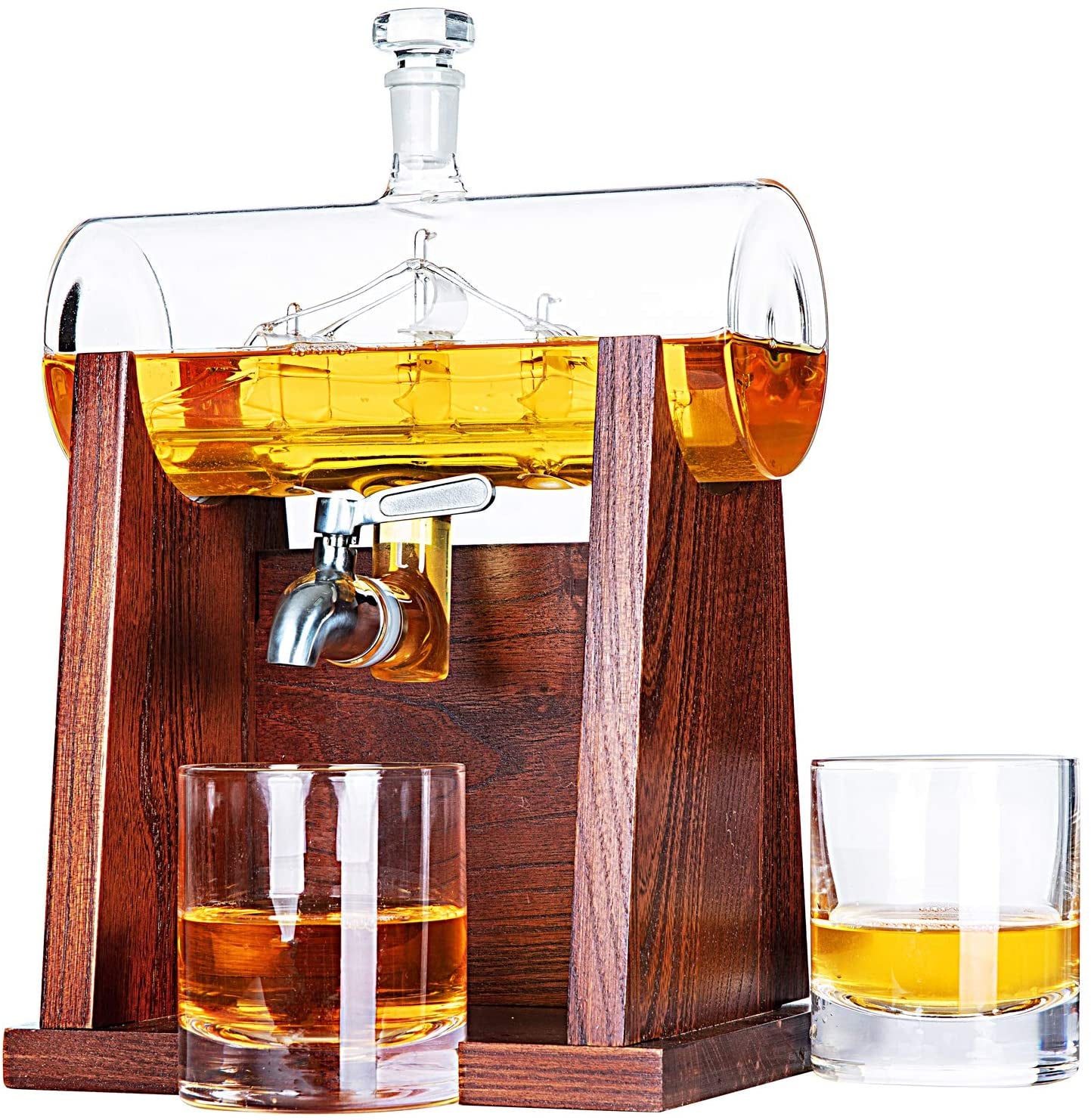 Whiskey Decanter Set, 1250Ml Whiskey Decanter with 2 Whiskey Glasses