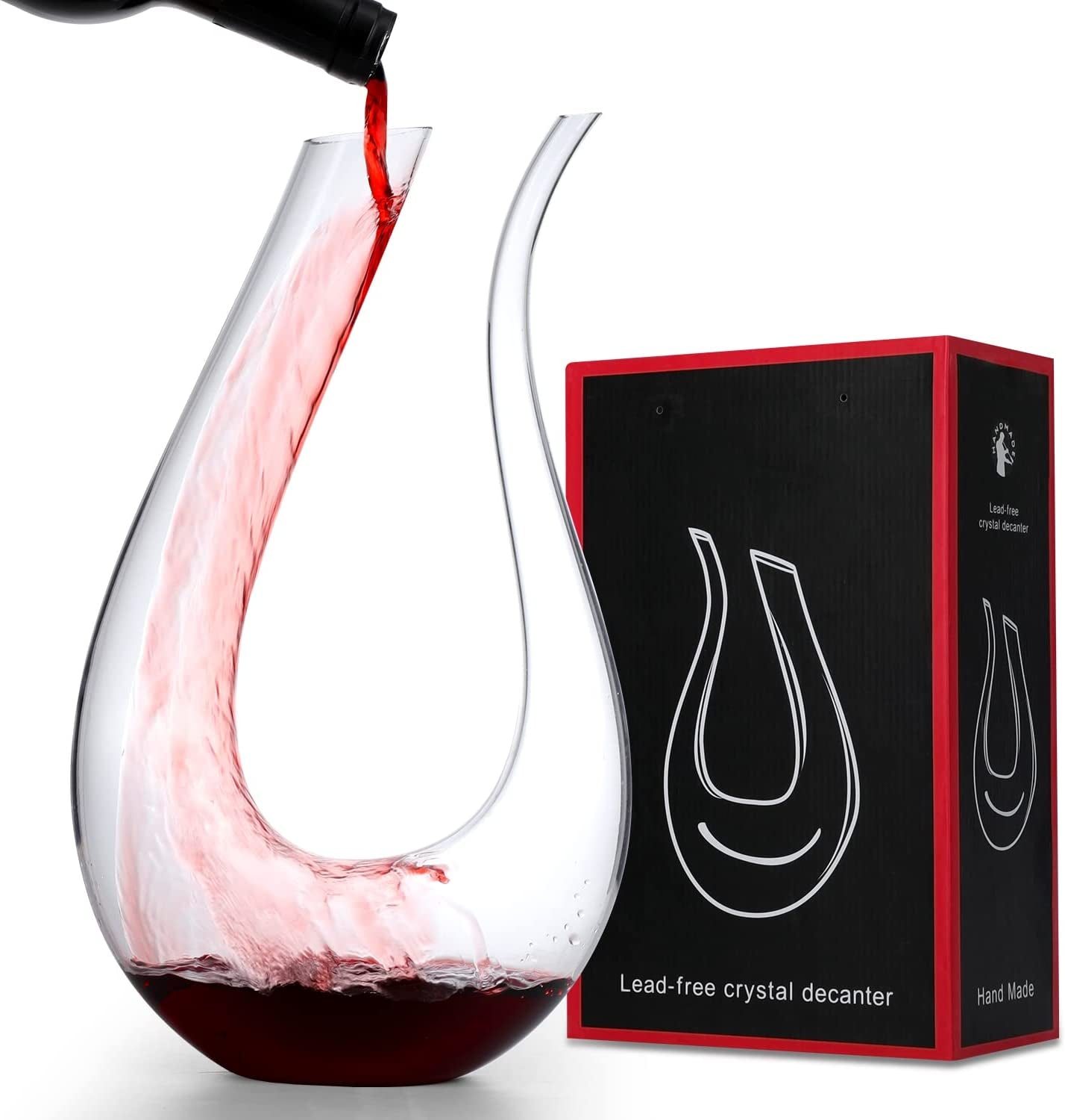 Wine Decanter ,U-Shaped Design Can Provide Powerful Ventilation Effect. Use Lead-Free Crystal Glass, Hand-Blown Red Wine Decanter / Carafe