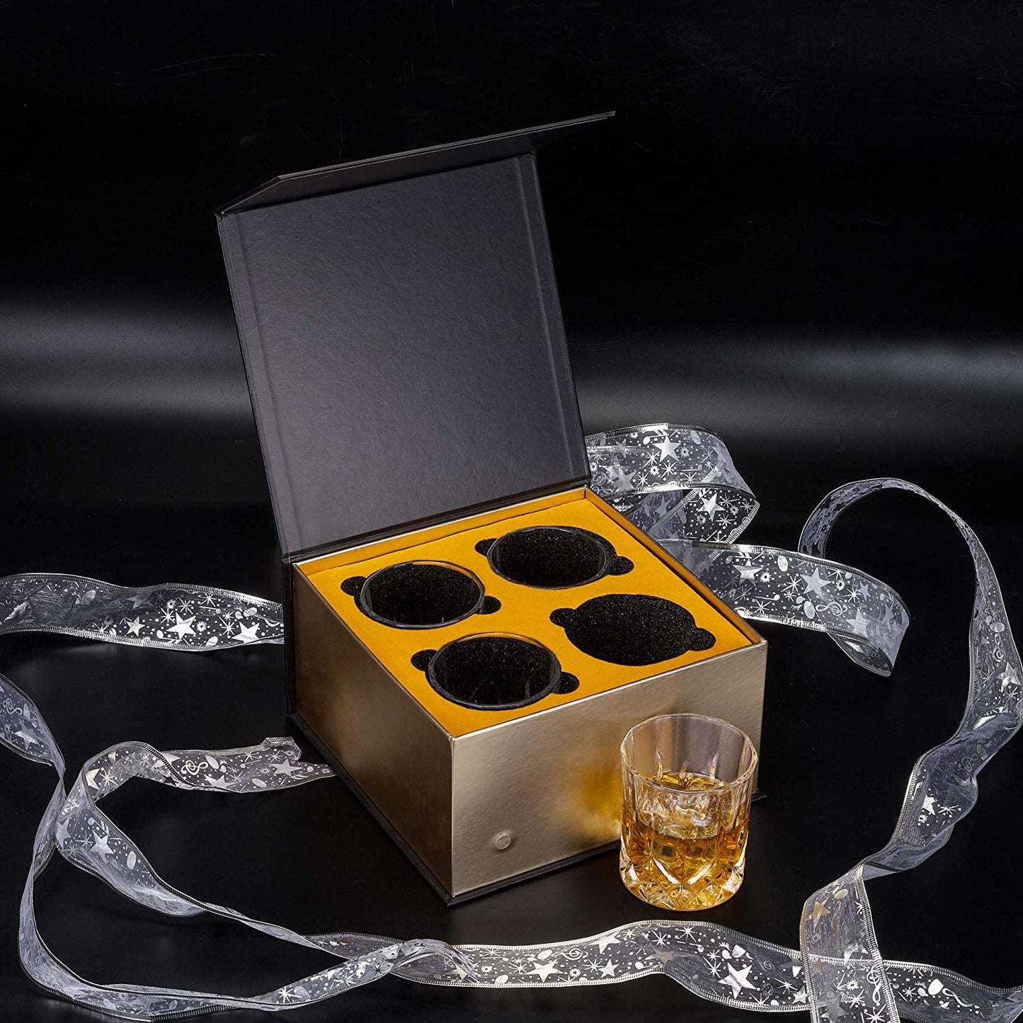 Old Fashioned Whiskey Glasses with Luxury Box - 10 Oz Rocks Barware for Scotch, Bourbon, Liquor and Cocktail Drinks - Set of 4