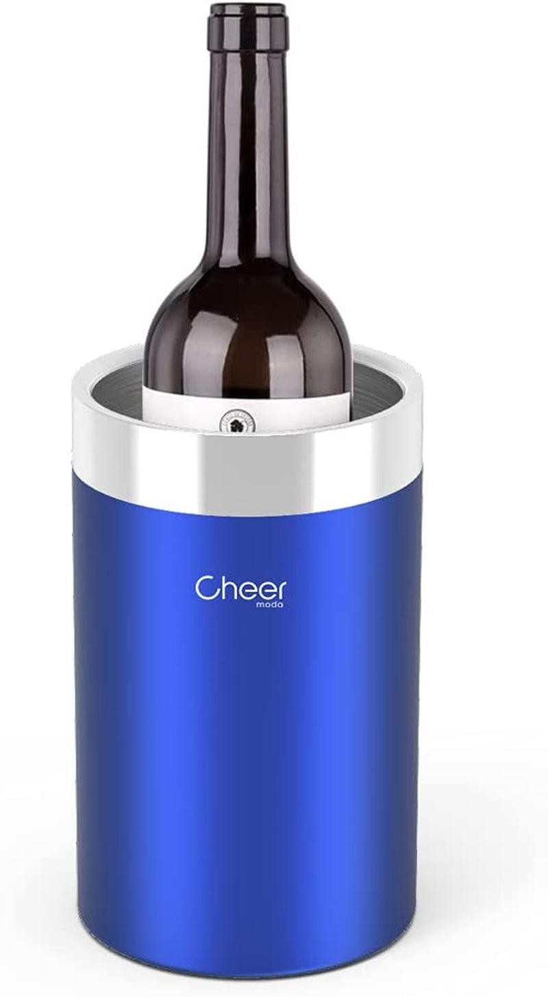 Wine Chiller - Premium Iceless Wine Cooler, Keeps All 750Ml Bottles Cold for Hours, Elegant Insulated Champagne Bucket & Wine Bottle Cooler Ice Bucket, Blue