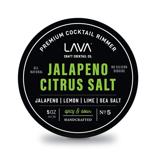 Premium Jalapeno Citrus Margarita Salt Cocktail Rimmer, All Natural Spicy Margarita Rimmer Salt, Sea Salt Rocks, Real Lime, No Silicon Dioxide, with Easy Screw-On Lid - 5Oz