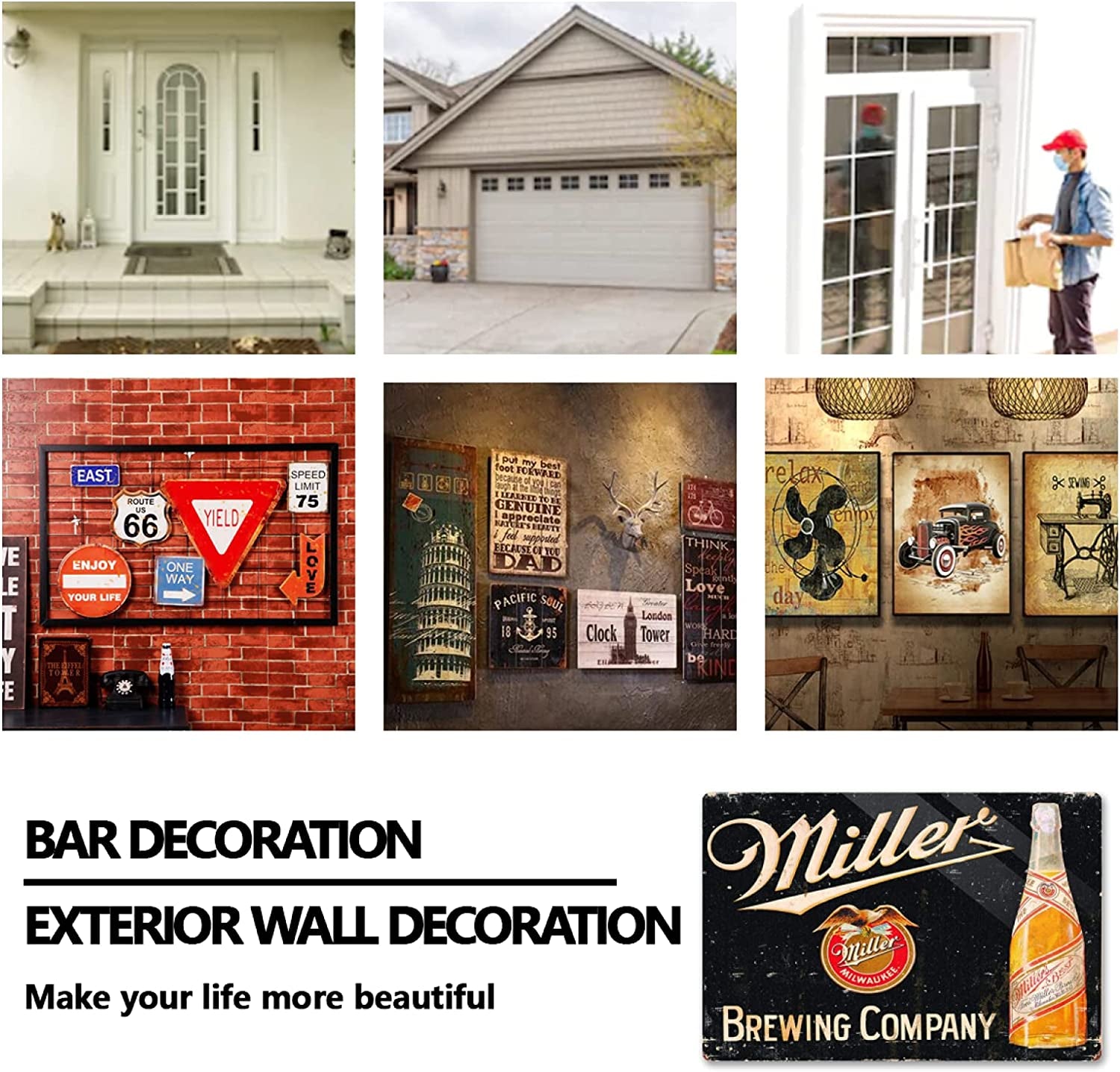 Bundle: Metal Beer Signs - Beer Signs for Man Cave and Bar Rules 4 Pieces Antique Gas Signs Man Cave Shed Office Craft Room Living Room Bar Signs for Backyard Man Cave