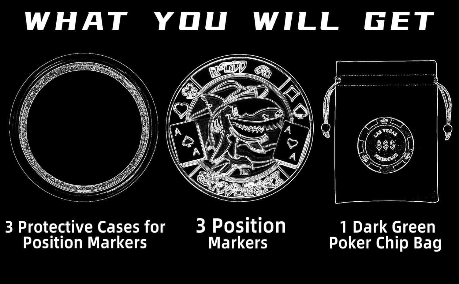 Dealer Button, Small Blind, Big Blind, Poker Guard, Poker Gifts for Men, Poker Accessories, Coin Collectibles, Poker Chips Coin with Plastic Case (Position Marker), 3 Pcs