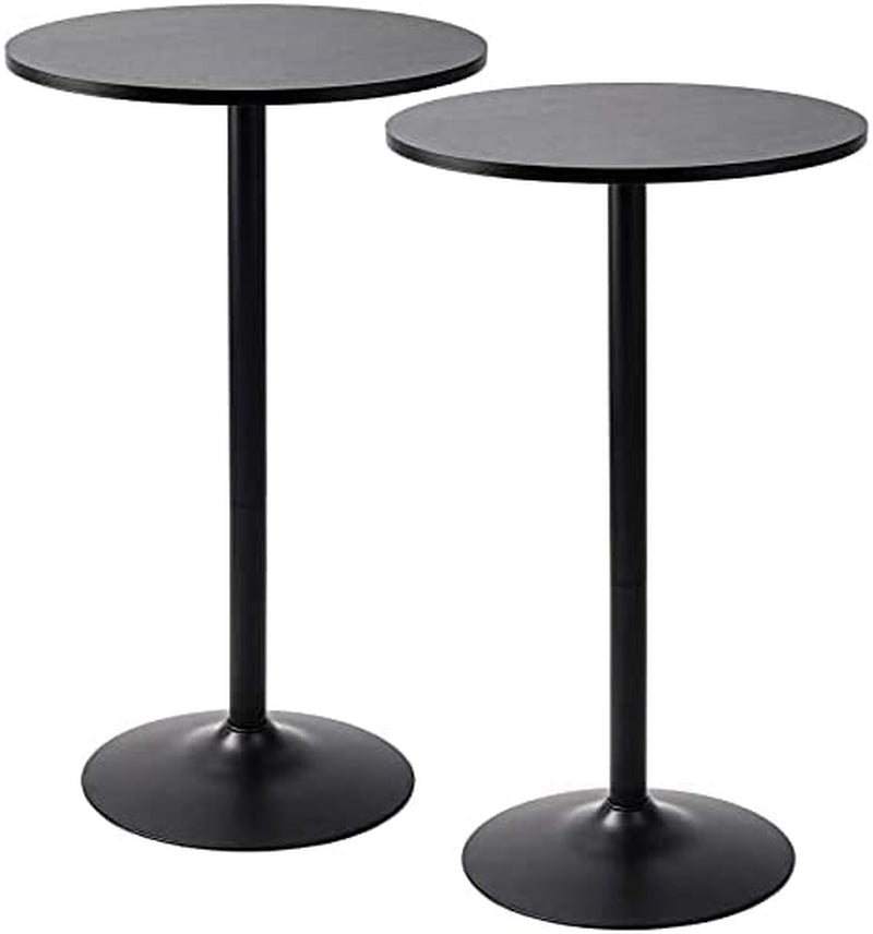 round Cocktail Bistro High Table with Black Top and Base, 1-Pack