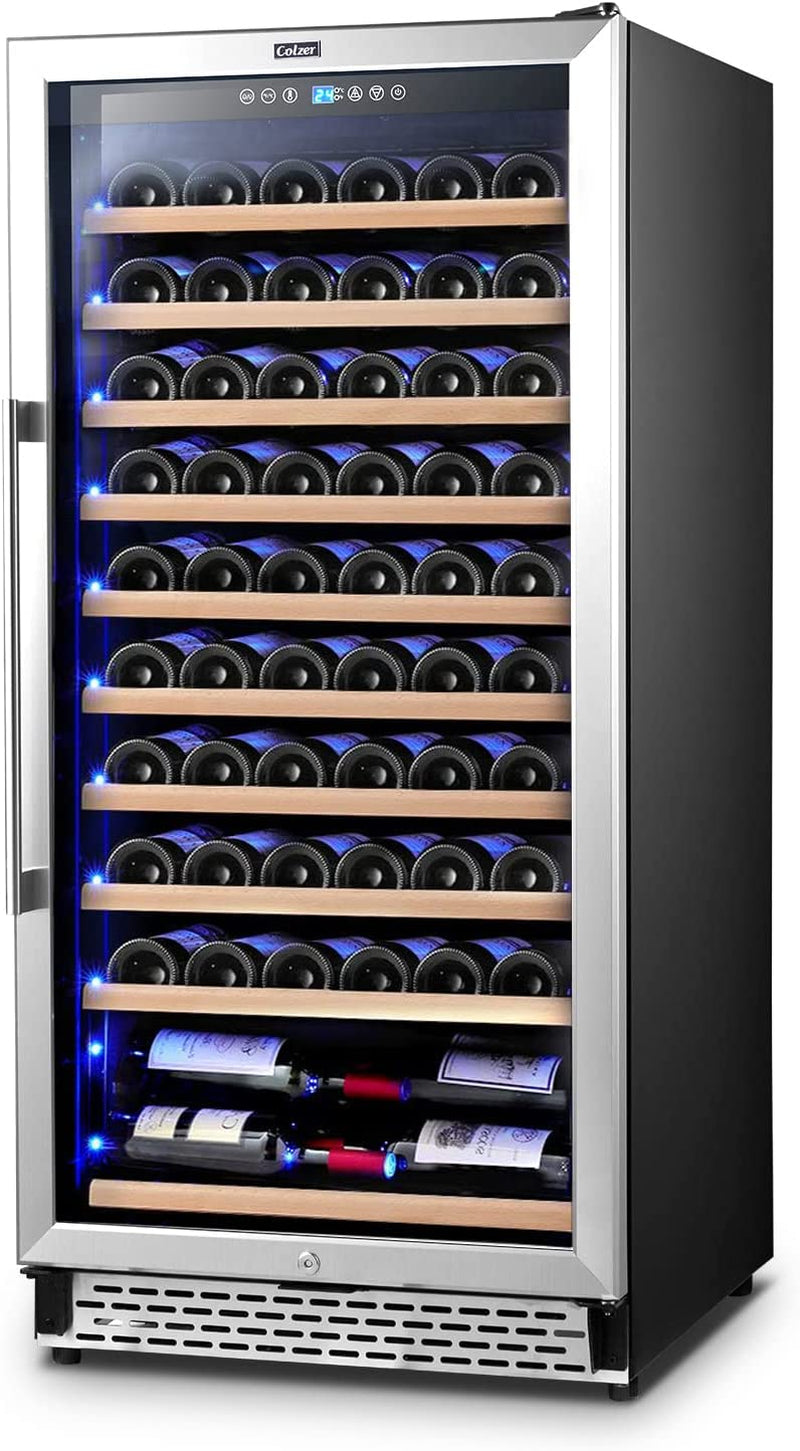 Premium 24 Inch Wine Cooler, 51 Bottle Wine Fridge with 2 Locks Humidity Control Intelligent Digital Upgrade Compressor Built in or Freestanding Wine Cellars for Home Office Bar