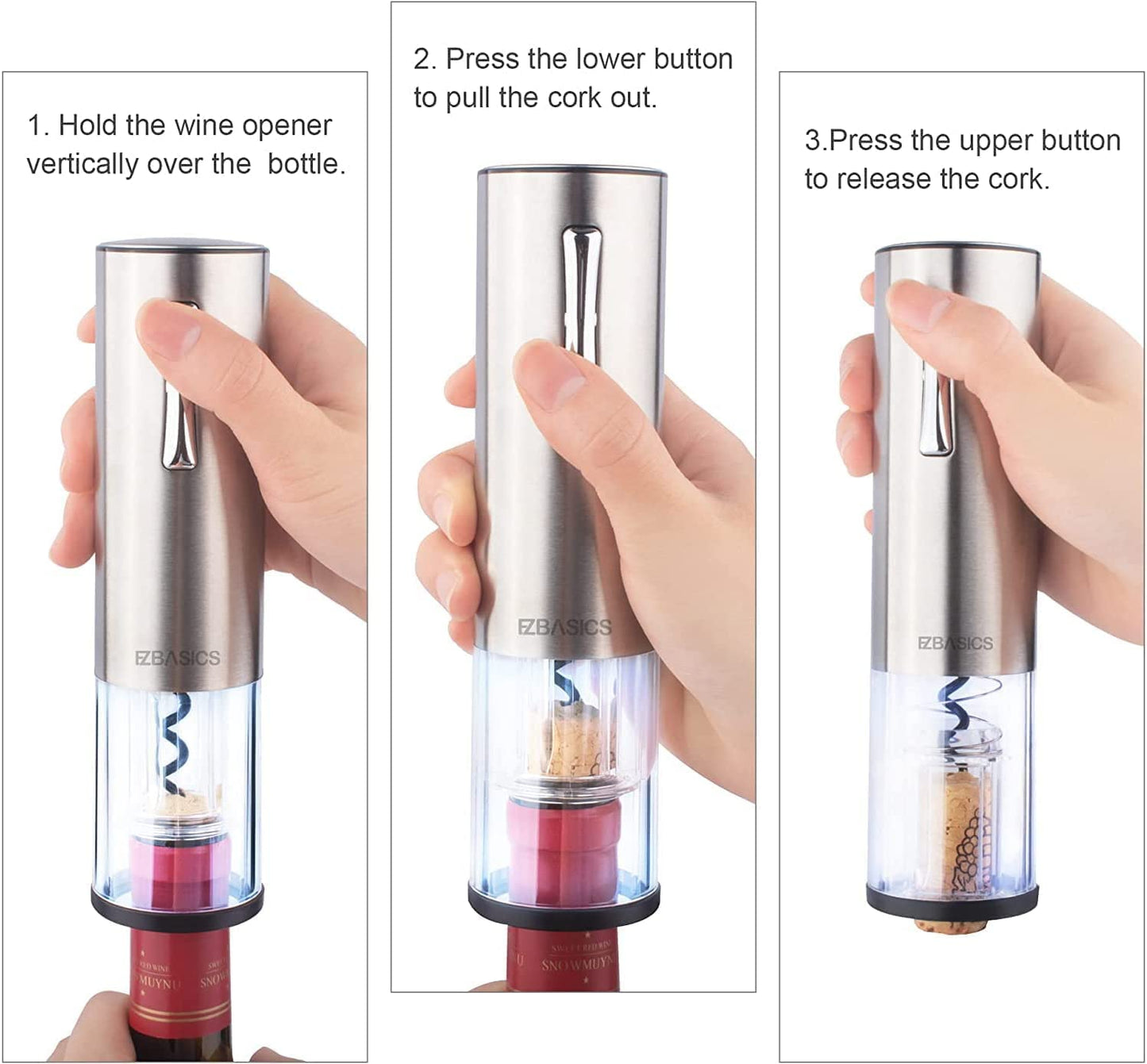 Electric Wine Opener, Automatic Wine Bottle Opener Set with Foil Cutter Vacuum Stopper and Wine Aerator Pourer for Wine Lovers Gift Home Kitchen Party Bar Wedding Rechargeable, Silver