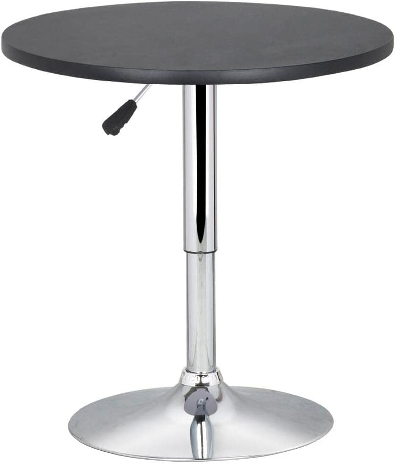 round Pub Bar Table High Top Table Cocktail Table MDF Top with Silver Leg Base 27.4-35.8 Inch Adjustable 88 Lb Capacity, Mahogany Color