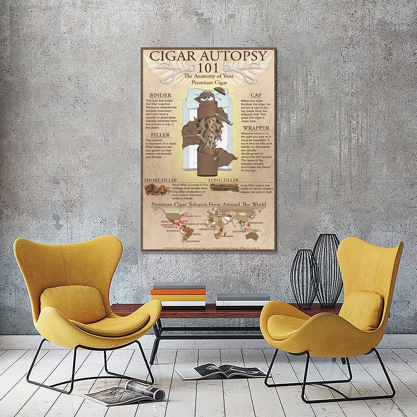 Cigar Poster Bar Art Vintage Poster Canvas Poster Wall Art Decor Print Paintings for Living Room 16X24Inch(40X60Cm) Frame-Style