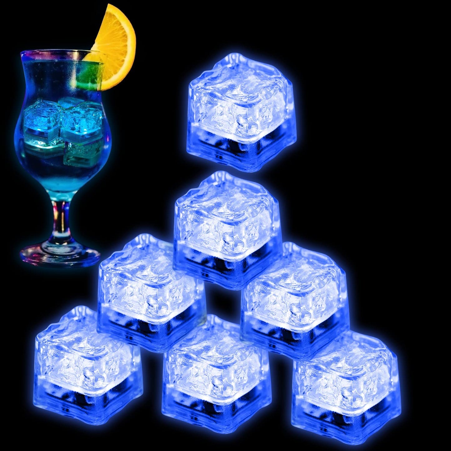 Light up Ice Cubes for Drinks,96 PCS White LED Ice Cubes Liquid Activated, Glow in the Dark Waterproof Ice Cubes for Home Bar Supplies Summer Party Wedding Decor