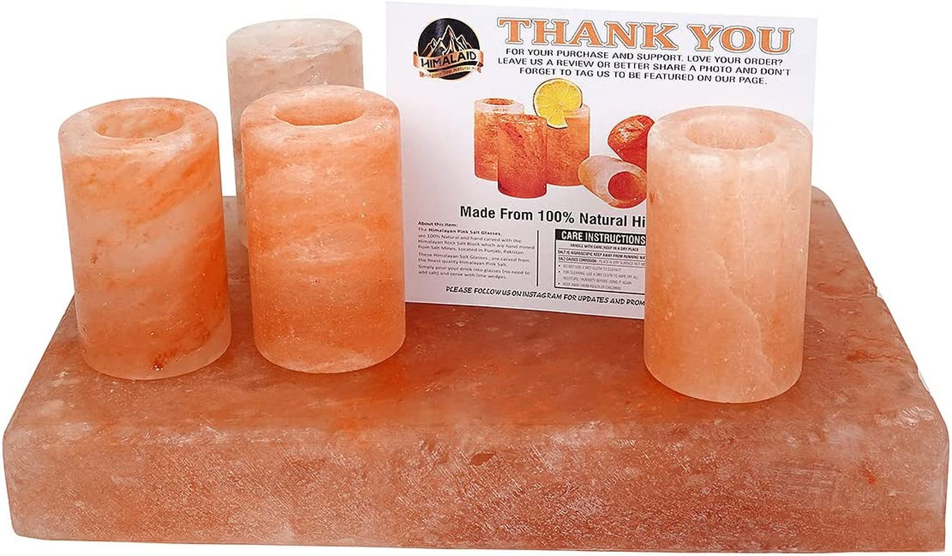 Pink Himalayan Salt Shot Glasses Hand Carved from 100% Natural Pink Salt Glasses Add Light Flavor to Food Cooking Accessory Tequila Shot Glasses Himalayan Salt Luxurious Holiday Gift Pack - Set of 6