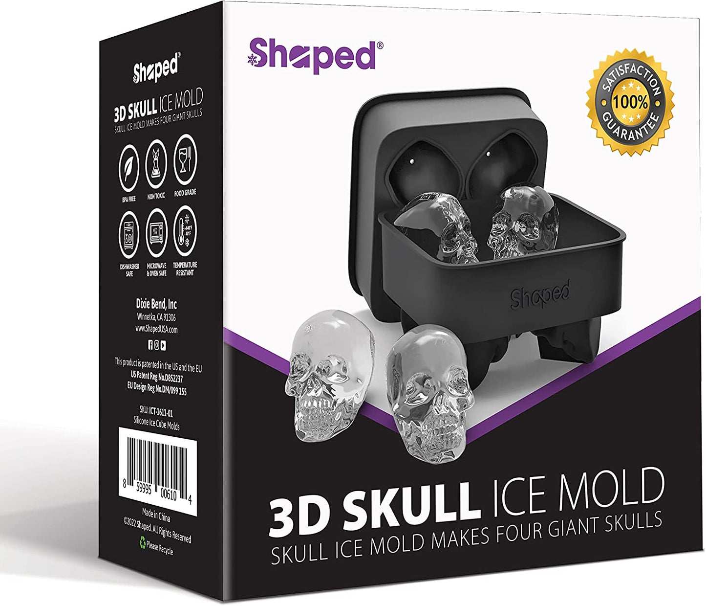 3D Large Skull Ice Mold Tray, Super Flexible Food Grade Silicone round Ice Ball Maker for Holiday Gifts, Gift Exchange, Whiskey Drinkers, Home Bars, Bartenders, for Men Who Have Everything