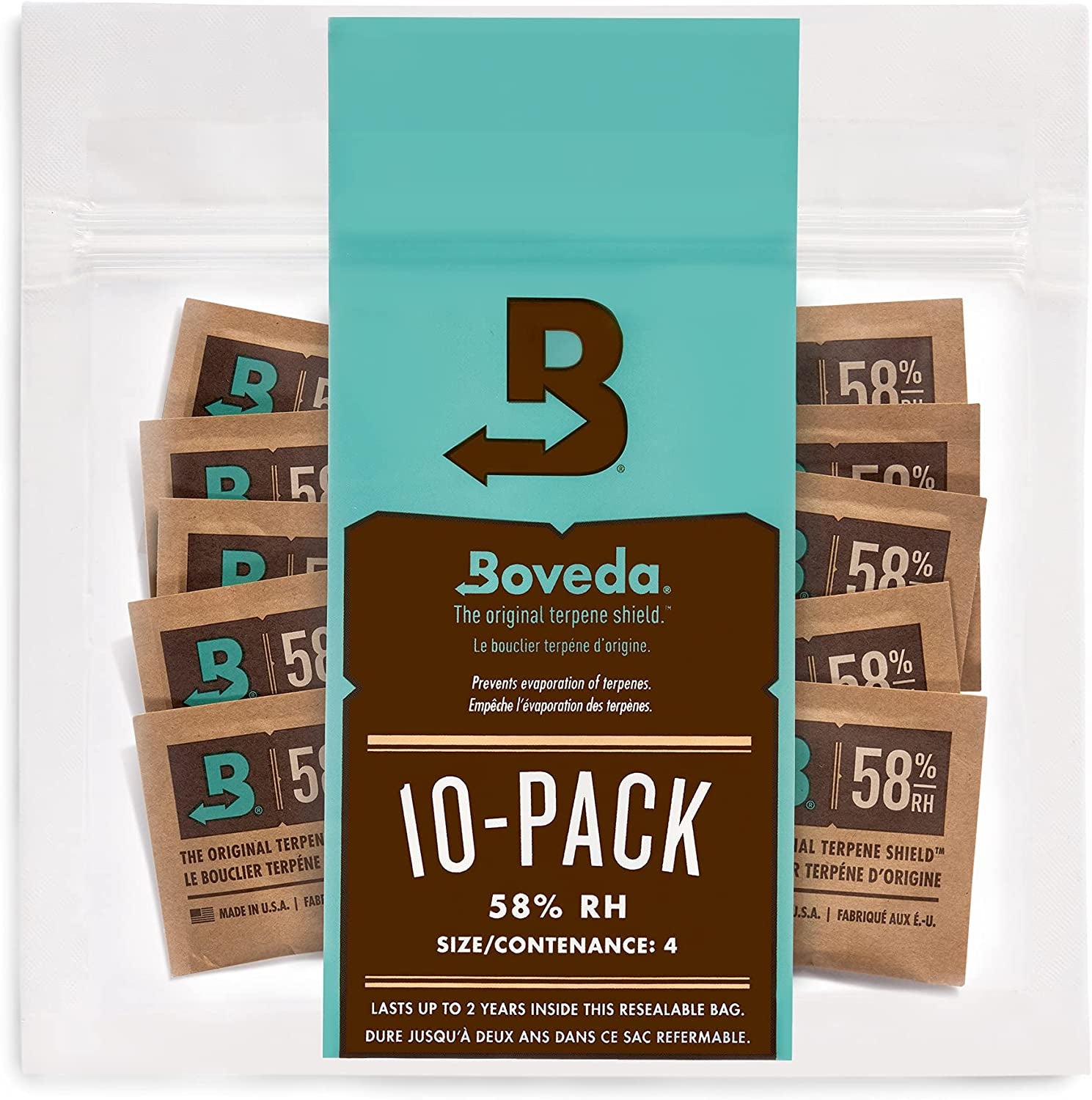 62% Two-Way Humidity Control Packs for Storing ½ Oz – Size 4 – 10 Pack – Moisture Absorbers for Small Storage Containers – Humidifier Packs – Hydration Packets in Resealable Bag
