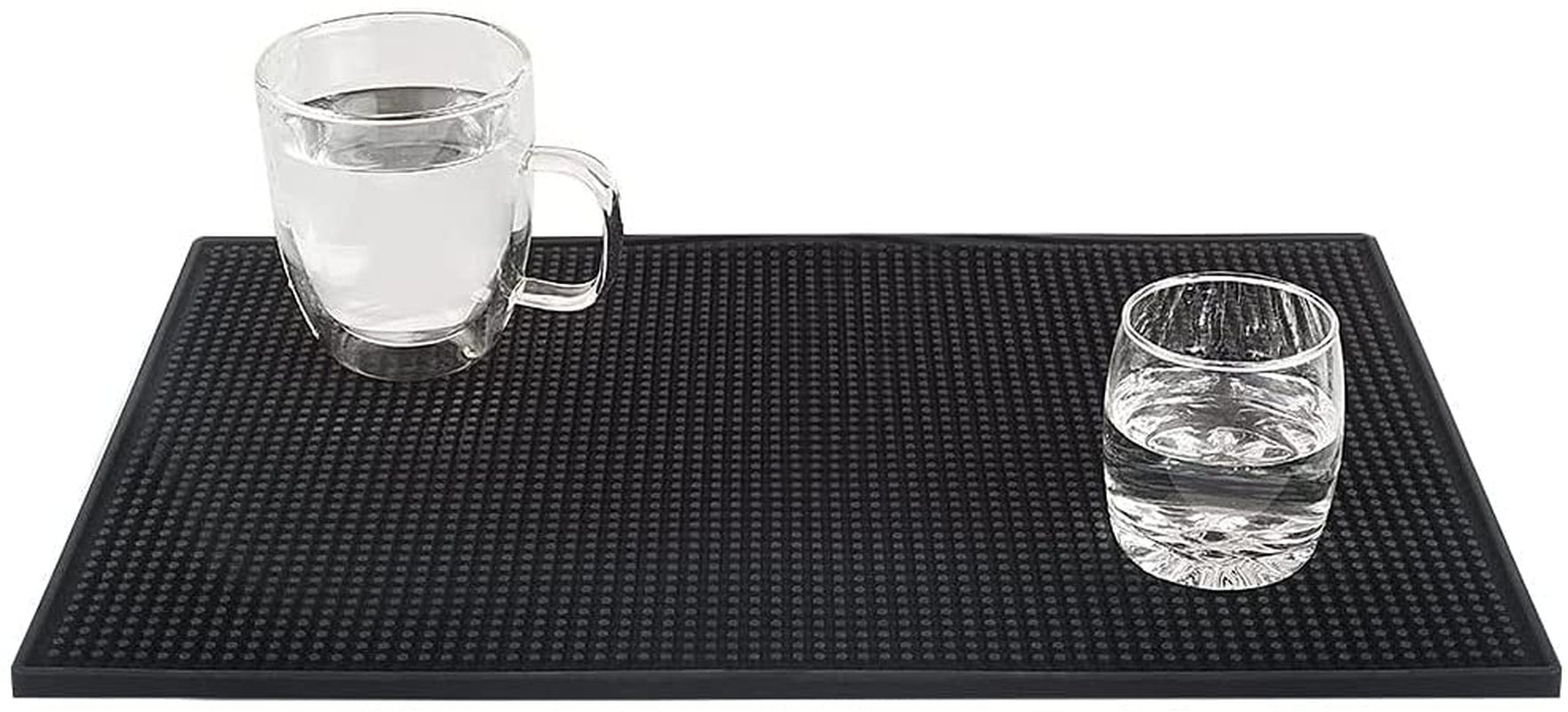 2 Pack Rubber Bar Mat 18 X 12, Thick Durable and Stylish Black Bar Spill Mat. Non Slip, Non-Toxic, Service Mat for Coffee, Bars, Restaurants Counter Top