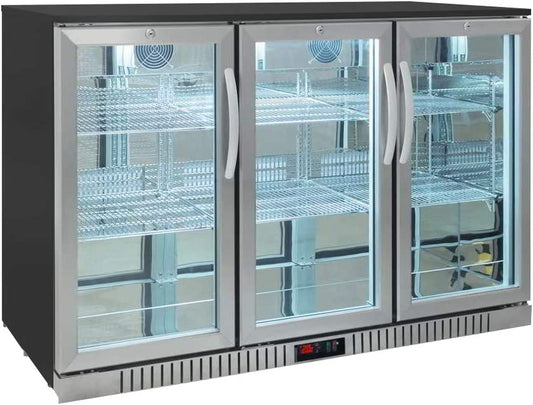 Procool Residential 3-Door Glass Front Stainless Steel Back Bar Cooler; Undercounter 33" Height