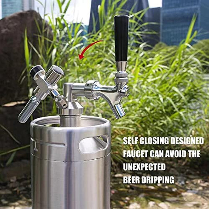 128OZ Mini Keg Growler, Pressurized Home Dispenser System with Self-Closing Design Faucet Keeps Carbonation and Fresh for Homebrew, Craft and Draft Beer