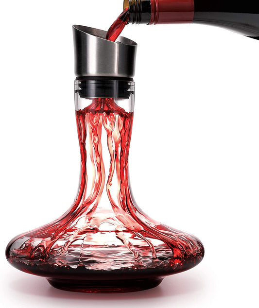 Wine Decanter Built-In Aerator Pourer, Wine Carafe Red Wine Decanter,100% Lead-Free Crystal Glass, Wine Hand-Held Aerator, Wine Gift, Wine Accessories