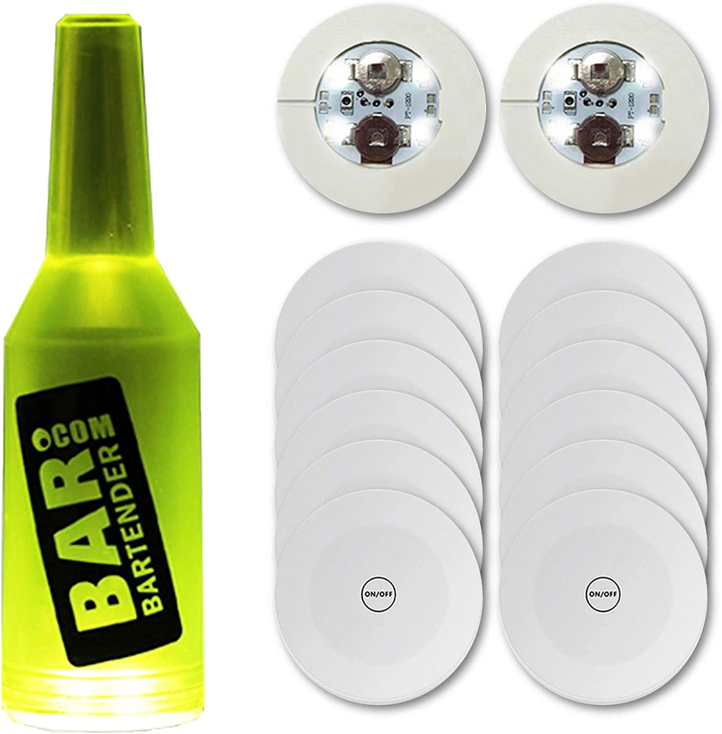 12Pcs LED Coaster, LED Sticker Lights, LED Bottle Lights Cup Holder Lights for Wine Liquor Bottle, Bottle Sparklers for Champagne, Party, Bar, Cold White